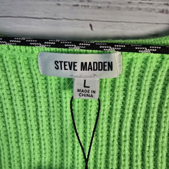 NWT Steve Madden Neon Crop Knit Sweater | Bold Y2K Vibes Womens Size Large - Picture 4 of 6